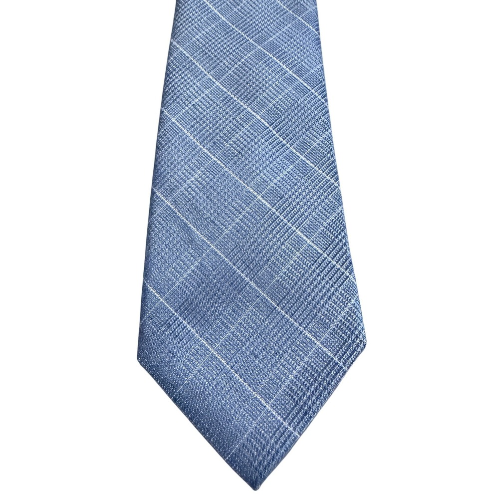 Michael Kors Necktie Blue Glen Plaid Check Textured Formal Business Tie